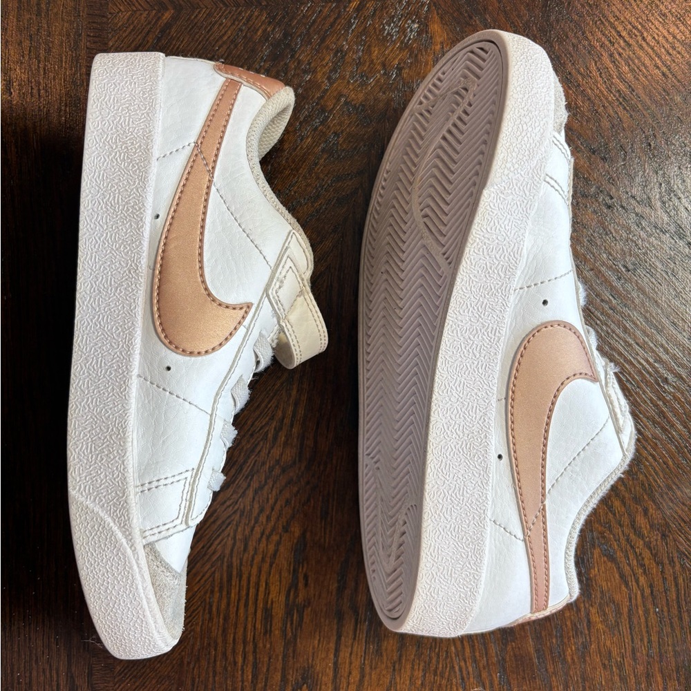 Girl’s White and Tan Sneakers
